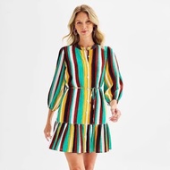 [USA PRODUCTS] NINE WEST LONG-Sleeve Plaid MINI DRESS WITH BELT FOR WOMEN