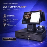 Terminal 15:15 Mesin Cashier Digital POS System Terminal Android Printer Cash Drawer E Invoice LHDN