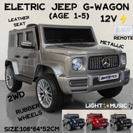 VVM: (RUBBER TYRE) KIDS RIDE ON ELETRIC CAR DESIGN MERCEDE G-WAGON 12V BATTERY WITH REMOTE 2WD LEATH