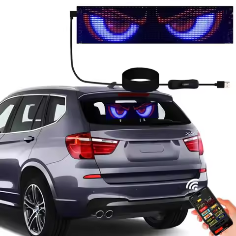 Truck LED Devil Eye Light Flexible Display Screens Remote/APP Control Customizable Text for Car Wind