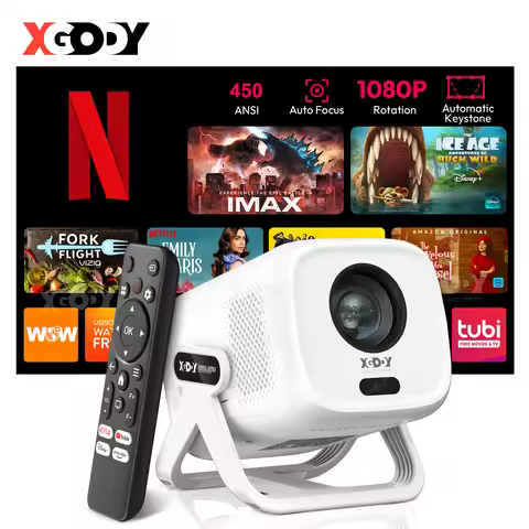XGODY 4K Projector Full HD Officially-Licensed Netflix 1080P WiFi BT Video Movie Beam Projector Home