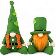 Gnome Hari St. Patrick, Hiasan Hari St. Patrick, 2 Pek Gnome Leprechaun Hijau Ireland, Gnome Shamroc