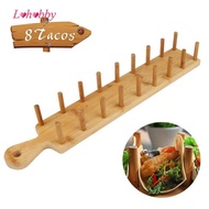 [Lohobby] Wood Taco Holder Tray Multipurpose Mexican Rolls Holds 8 Tacos Taco Shell Holder Tortilla 