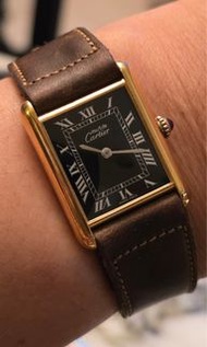 Cartier tank mss de, Roman black dial, men's 已回Cartier保養另保養單據附帶，錶頭，手錶扣，錶帶全原裝only watch