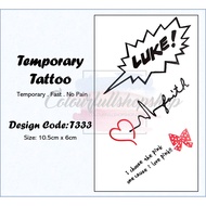 #T333 Minimal word love heartbeat collection Temporary Tattoo