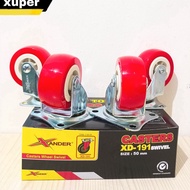 MERAH Don't miss out on ordering SWIVEL LIFE CASTOR PVC WHEELS 2 INCH RED 5 MM