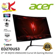 ACER 27" NITRO ED270US3 / ED270U S3 WQHD 2K (2560x1440P@180HZ) LED CURVE VA PANEL GAMING MONITOR (1M