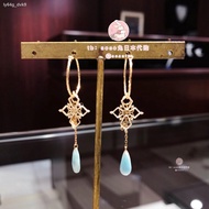 ☢☸agete/Akaduo 10K gold diamond-shaped flower hollow drop-shaped pendant earrings Japan purchasing