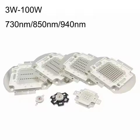 High Power LED Chip IR Infrared 850nm 940nm 730nm 3W 5W 10W 20W 50W 100W led Light Lamp Matrix 850 9