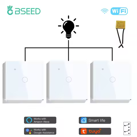 BSEED Wifi 1/2Gang Touch Smart Switches 3way Stair Touch Switches Tuya Smart Life App Control With C