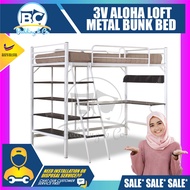 [FREE GIFT 1 X RM99 T-SHIRT]  3V Aloha Loft Metal Bunk Bed / 2 IN 1 BED / Loft Bed / Single Metal Bed / Single Bed / Couple Bed / Couple Bedframe / Adult Bedframe / Large Bed / Homestay Bed / Master Bedroom Bed / Katil Besi Kuat L1900MM X W900MM