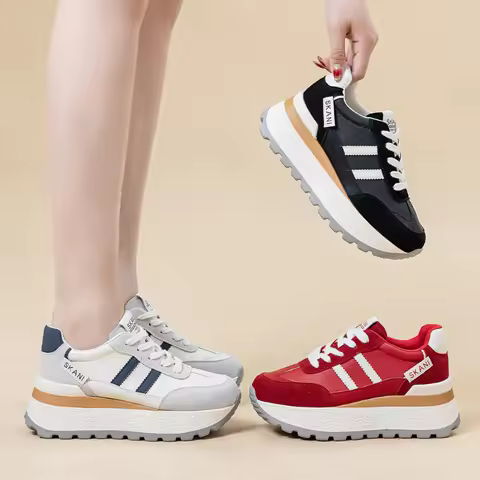 Dad's Shoes For Women 2026 New Autumn Thick-Soled Casual Shoes With Hidden Heel Fashionable Lightwei