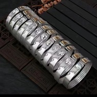 Hot Sale #[ Twelve Zodiac Selection] 999 Silver Zodiac Bracelet Open Retro Old Benming Buddha Eight 