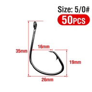50pcs Fishing Hooks Black Color Octopus/Circle Sport Circle Fish Hook
