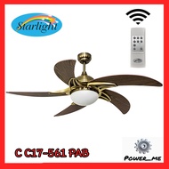 Starlight พัดลมเพดาน / พัดลมโคมไฟ LED 5ใบพัด 52นิ้ว ควบคุมด้วยรีโมท รับประกันมอเตอร์ 10ปี  Ceiling fan with Remote control 52 inch C D17-561 PWH / PAB