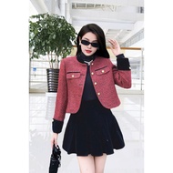 2-layer evening vest with red text and low collar mixed with velvet AV303DO