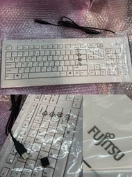 New 全新 Fujitsu KB521 富士通有線電腦鍵盤 white color 白色 USB wired cable full size computer Keyboard