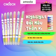 Set Highlight Pen 2 Ends CHOSCH CS-H725, Magic Color Changing Luminous Pen, Various Colors