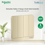 Schneider Avataron 4 Gang 2 Way Gold Light Switch - E8334L2Led_Wg_G3