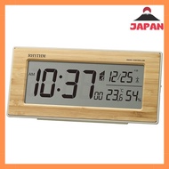[Direct from Japan][Brand New]Rhythm (RHYTHM) Alarm clock, electric wave clock, made of natural bamboo, temperature, humidity, calendar, 10x21.8x5cm 8RZ212SR06