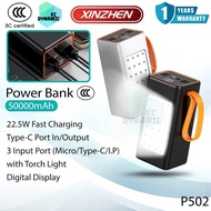 【3C Certified】Xinzhen P502 50000mAh Powerbank 22.5W Fast Charging Power Bank Camping Pawer Bank Xinz