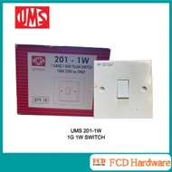 (10pcs=1box ) UMS 10AMP 1 GANG 1 WAY SWITCH - 201-1W
