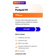 UNIFI Mobile Postpaid 99 Unlimited Data No FUP Internet 4G/ 5G ( can use modem/phone)