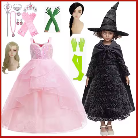 Movie Wicked Glinda Elphaba Cosplay Costume Witch Glinda Sequins Pink Dress Birthday Party Clothes W