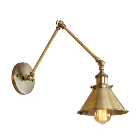 Vintage Bronze E27 Wall Light Antique 2 Swing Arm Adjustable Wall Lamp Bedside Room Bedroom Wall Lam
