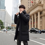 M-8xl Large Size Winter Mid-Length Down Jacket Cotton Jacket Men Korean Version Handsome Hooded Long Down Jacket Coat Trendy Slim-fit Solid Color Windbreaker Cotton Jacket Thickened Warm Cotton Jacket Boy Down