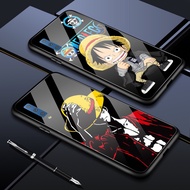Samsung Galaxy A7 2018 A6 Plus A8 Plus A9 2018 Anime One Piece Luffy Glass Casing Phone Case Cartoon Protective Cover Back Shockproof Hard Cases
