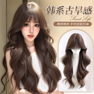 Wig Full Headgear Female Real Hair Ponytail Big Wavy Long Curly Hair Daily Wig Piece Head Flagship S