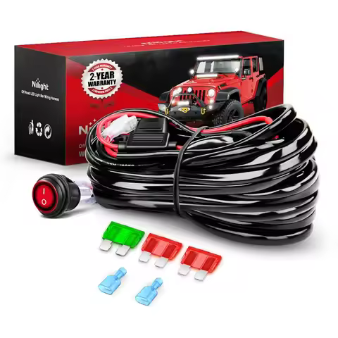 Nilight 12AWG/14AWG Heavy Duty LED Wiring Harness, 450W 12V On/Off Switch Power Relay & Fuse for Off