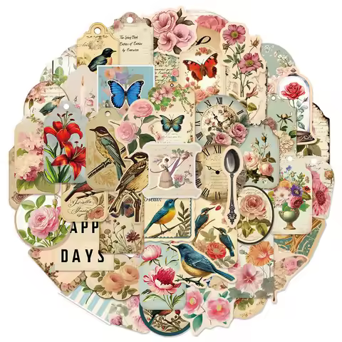 52PCS Creative Retro Old Garbage Paper Graffiti Stickers Handbooks Decoration Luggage Notebooks Helm