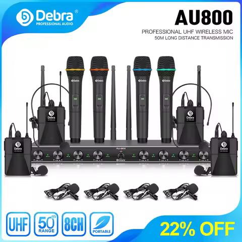 Debra UHF Wireless Microphone System AU800 AU400 AU200 For Stage Performance Karaoke Handheld Or Lav