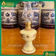 Bat Trang Ceramic Oil Lamp With Ivory Ivory Glaze Gold, Ban Worship Oil Lamp, Incense Oil Lamp