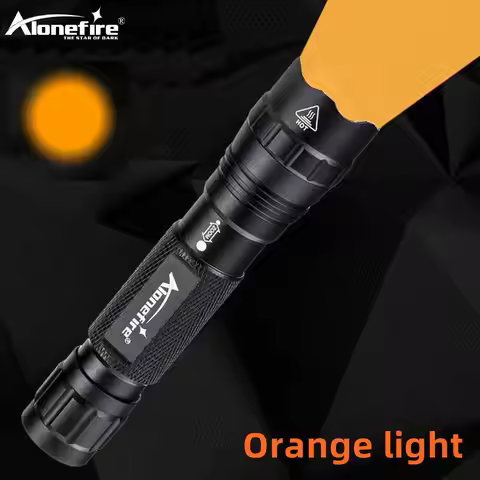 Alonefire TK503 Orange Yellow light LED tactical flashlight torch Zoomable self defense portable lan
