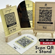 QR Code Kayu/ Arcylic Silver/Arcylic Gold/Arcylic Putih A6 Size Free Stand QR Code Display