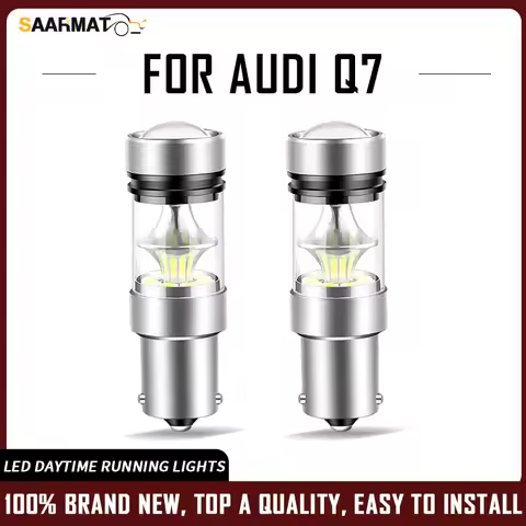 SAARMAT 2PCS 12V Led Daytime Running Light Bulb Lamp 1156 P21W BA15S Canbus White For Audi Q7 2006 2