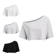 TEMU เสื้อยืดคอเปิดแขนสั้นแบบครอป 3 ชิ้น เสื้อเบสิคสำหรับฤดูร้อน + YTD Cherry