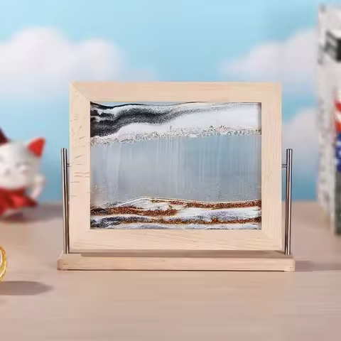 Rotatable Sandscape Moving Sand Art Picture Quicksand 3D Dynamic Liquid Hourglass Kinetic Flowing Sa