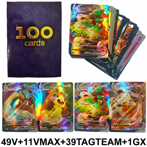 100PCS Pokemon v Cards original GX EX MEGA VMAX Card pokimon cards Games Booster Box English Trading