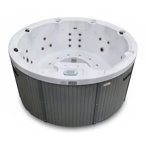 Premium Round Hot Tub, Acrylic 1950 x 810 mm Freestanding Massage Bathtub, 7 Person Whirlpool Spa fo