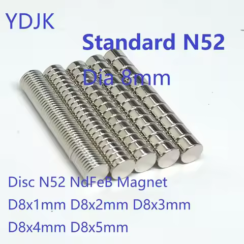 10 50 100PCS/LOT Disc N52 NdFeB Magnet 8*1 8*2 8*3 8*4 8*5 Standard Size Strong Permanent Neodymium-