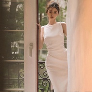 Sling Light Wedding Dress White Dress Women French Simple Outgoing Dresses  QH089