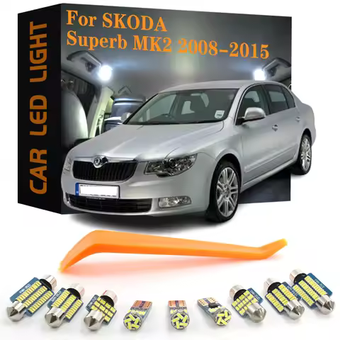 11pcs Car LED Interior Lights Canbus For Skoda Superb 2 MK2 3T 3T4 3T5 Sedan Estate 2008 2009 2010 2