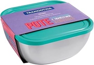 Tramontina 61221237 Stainless Steel Square Pot with Green Plastic Lid, Silver, 228 X 228 mm, 4.00 l