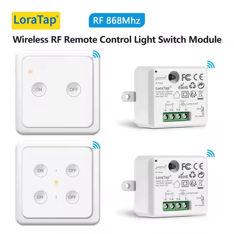 LoraTap Wireless RF 868Mhz Socket Swtich Relay Module 10A EU Remote with Wall Base Remote Control ON