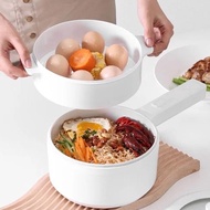 PANCI LISTRIK KERAMIK PUTIH PANCI MASAK DAN KUKUS ELEKTRIK MULTIFUNGSI ANTI LENGKET MEMASAK POT PORT