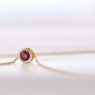 [一月生日石] 紅榴石石榴石包邊項鍊